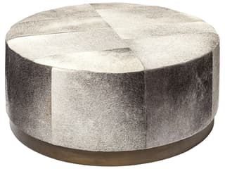 Mercana Zahavi 36" Gray Hair-On-hide W/Metal Base Ottoman