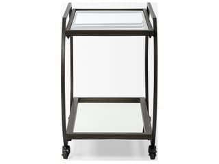 Mercana Chriselle Black Metal And Glass Two Tier Bar Cart