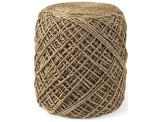Allium Brown Handwoven Wool Cylindrical Pouf