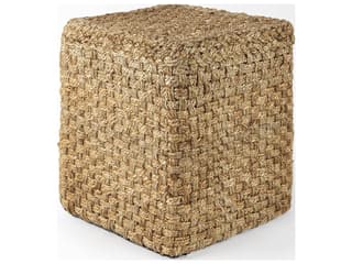 Mercana Aylin 16.5" Square Brown Jute Pouf