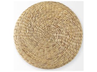 Mercana Michelle 17.7L x 17.7W x 17.7H Light Brown Woven Seagrass Round Pouf
