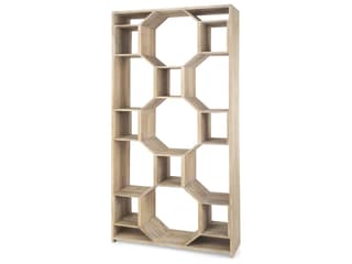Mercana Traro 47.75L x 16.0W x 92.0H Blonde Wooden Compartment Shelving Unit