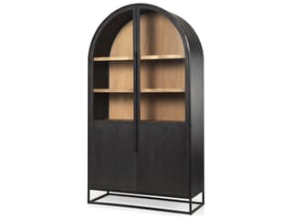 Mercana Sloan 85.5H Black Wood W/Black Metal Frame Arch Cabinet