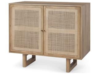 Grier 36" Light Brown Wood w/ Cane 2 Door Accent Cabinet