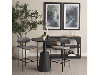 Mercana Maxwell 32" Round Black-Brown Wood w/ Black Metal Pedestal Bistro Table