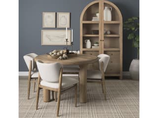 Mercana Suri Light Brown Wood W/Glass Doors Arched Curio Cabinet