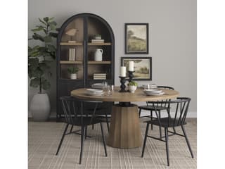 Mercana Sloan 80.5H Black Wood W/Black Metal Frame Arched Cabinet