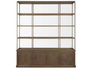 Mercana Baron 4-Door Dark Brown Wood w/ Antique Brass Metal Open Shelving Unit