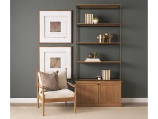 Mercana Baron Light Brown Wood w/ Gunmetal 2-Door Open Shelving Unit