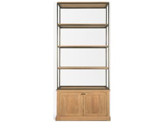 Mercana Baron Light Brown Wood w/ Gunmetal 2-Door Open Shelving Unit