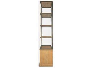 Mercana Baron Light Brown Wood w/ Gunmetal 2-Door Open Shelving Unit