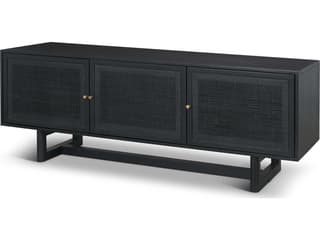 Grier 65" Black Solid Wood W/ Black Cane Media Console