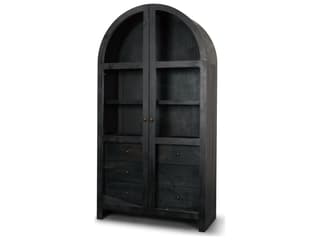 Sur Black Wood W/Glass Doors Arched Curio Cabinet