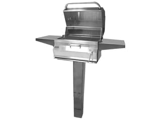 Charcoal Stainless Steel 24'' In Ground Post BBQ Grill with Smoker Oven Hood