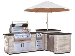 Fire Magic Pre-Fab L-Shaped Reclaimed Wood S.P. Island with Medium Pantry