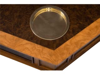 Maitland Smith Blade Hexagonal Game Table — Burl Walnut Ash Tooled