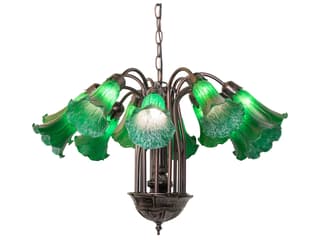 Tiffany Green Collection 12-Light Chandelier with Favrile Art Glass Shades