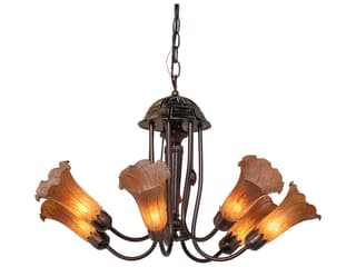 Tiffany 7-Light Amber Tiffany Chandelier with Handcrafted Glass