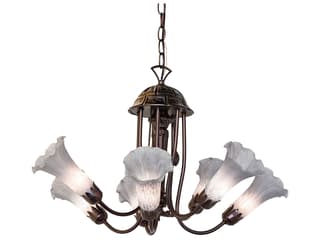 Meyda Pond Lily 7-Light Mahogany Bronze Gray Glass Bell Chandelier
