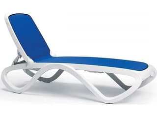 Nardi Omega Sling Resin Bianco / Blue Stackable Outdoor Chaise