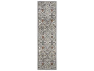 Allur ALR03 Grey Floral Bohemian Runner Rug