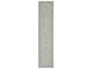 Infinite Bordered Runner Area Rug in Light Grey