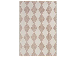 Positano Checkered Diamond Indoor Outdoor Area Rug in Beige