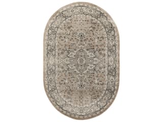 Quarry Bordered Traditional Area Rug in Beige Grey