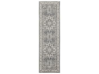 Quarry Grey Ivory Persian Floral Power-Loomed Runner Rug