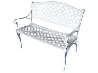 Oakland Living Aluminum Modern White Patio Bench Loveseat