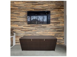 Oakland Living Brown Indoor and Balcony Deck Porch Pool 113 Gallon Wicker Storage Box Trunk Bin with Frame
