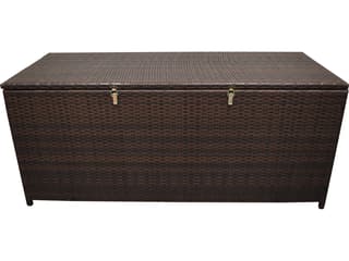 Oakland Living Brown Indoor and Balcony Deck Porch Pool 113 Gallon Wicker Storage Box Trunk Bin with Frame