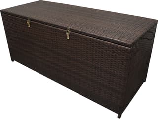 Oakland Living Brown Indoor and Balcony Deck Porch Pool 113 Gallon Wicker Storage Box Trunk Bin with Frame