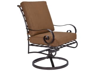 Classico-Wide Arms Wrought Iron Club Dining Swivel Rocker