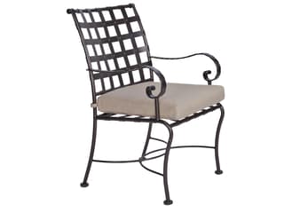 OW Lee Classico-Wide Arms Wrought Iron Outdoor Patio Dining Chair