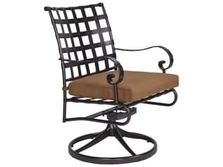 Classico-Wide Arms Wrought Iron Swivel Rocker Patio Dining Chair