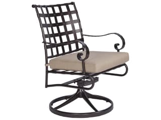OW Lee Classico-Wide Arms Wrought Iron Swivel Rocker Patio Dining Chair