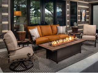 OW Lee Classico Wide Arms Wrought Iron Cushion Lounge Set
