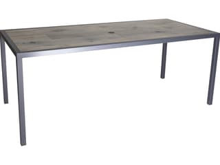 OW Lee Quadra Wrought Iron Rectangular Outdoor Patio Dining Table with Umbrella Hole