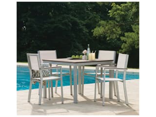 Oxford Garden Travira Aluminum Flint 5 Piece Patio Dining Set with Natural Sling