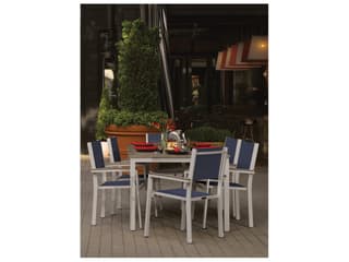 Oxford Garden Travira Aluminum Flint 7 Piece Outdoor Dining Set with Ink Pen Sling
