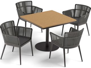 Oxford Garden Nette Aluminum Carbon 5 Piece Outdoor Patio Dining Set