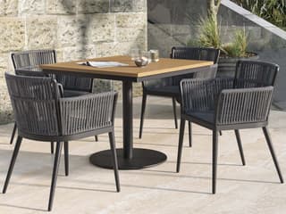 Oxford Garden Nette Aluminum Carbon 5 Piece Outdoor Patio Dining Set