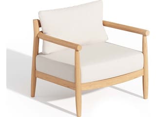Oxford Garden Lido Teak Natural Outdoor Lounge Chair with Bliss Linen Cushions