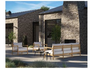 Oxford Garden Lido Teak Natural Outdoor Lounge Chair with Bliss Linen Cushions