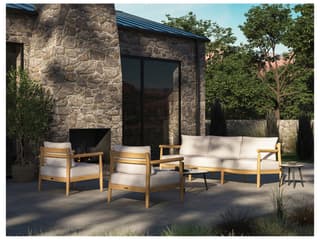 Oxford Garden Lido Teak Natural Outdoor Lounge Chair with Bliss Linen Cushions