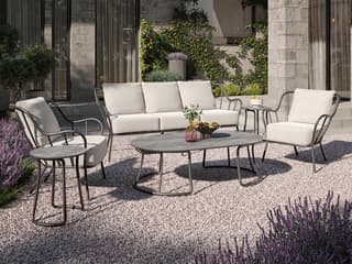 Oxford Garden Malti Aluminum Carbon Outdoor Patio Sofa with Bliss Linen Cushion