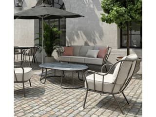 Oxford Garden Malti Aluminum Carbon Outdoor Patio Sofa with Bliss Linen Cushion