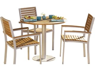 Oxford Garden Travira Aluminum Flint Round Tekwood Top Outdoor Patio Bistro Table