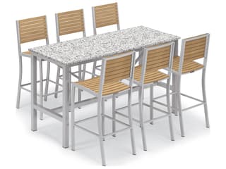 Oxford Garden Travira Aluminum Flint Stackable Outdoor Bar Chair